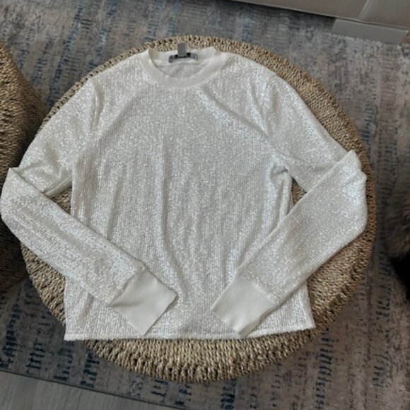 ALLSAINTS Juela Women's White Sequined Stretch Sweater Lined, XS - Picture 3 of 11
